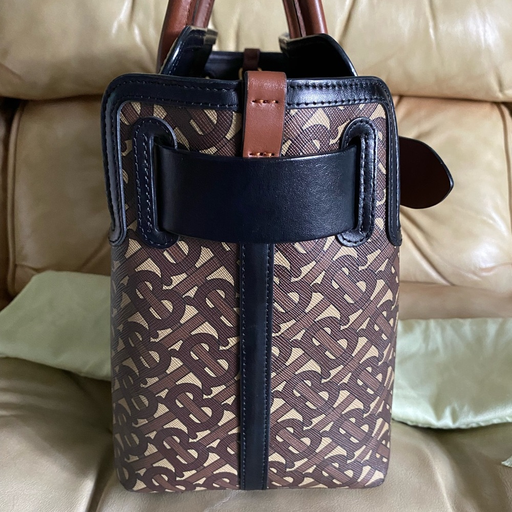 SALE Burberry Belt Bag Satchel w/Strap Monogram Stripe E-canvas 2Way Leather COA - Picture 7 of 16